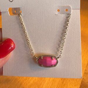 Kendra Scott Elisa Pink Pendant Necklace Gold Hardware